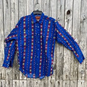 Vintage Rustler Men’s Cowboy Western Aztec Rockabilly Southwestern Pearl Snap LG
